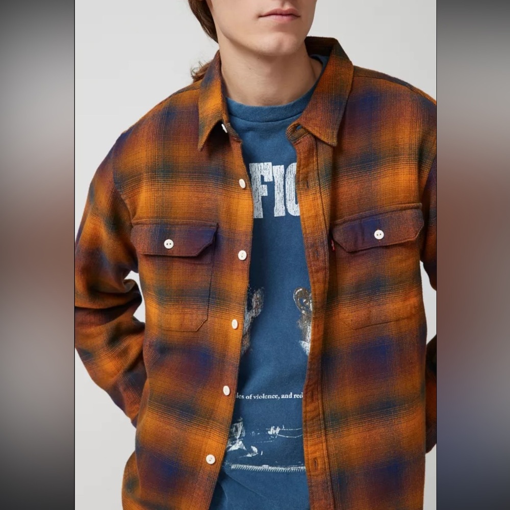 Nwt Levi’s Men Jackson Plaid Worker Shirt Buttons Long Sleeve Small - Picture 3 of 7